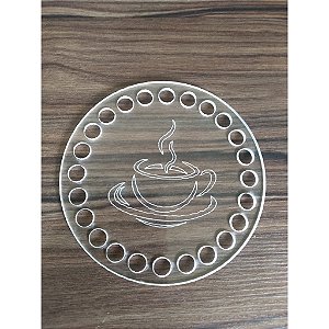 Base Circular Acrílico 10 cm Xícara para Crochê 4 unidades