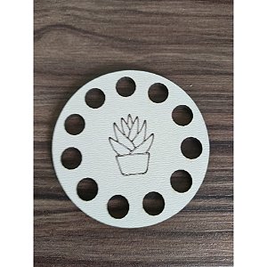 Base Circular MDF Branco 6 cm suculenta para Crochê 5 unidades