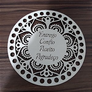 Base Mandala MDF 15cm Entrego Confio Aceito Agradeço 2 unidades