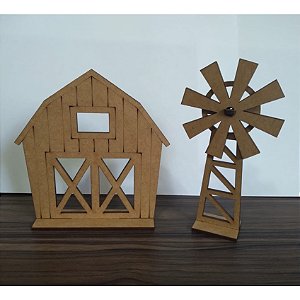 Mini Celeiro + Mini Moinho MDF 1 unidade