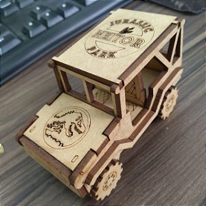 Mini Jipe com teto JURASSIC PARK dinossauro 5 unidades MDF