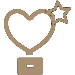 Mini painel coração com estrela 10 unidades MDF
