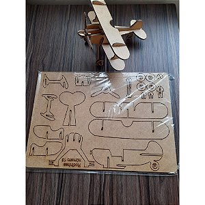 Brinquedo Quebra cabeça avião 3D  1 unidade
