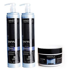 Kit Safira Real Shampoo + Condicionador 2x1L + Máscara 250g Minerals 