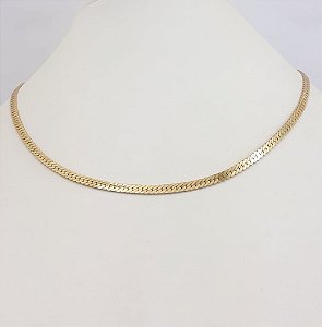 CHOKER FOLHEADO A OURO FITA 3,5mm