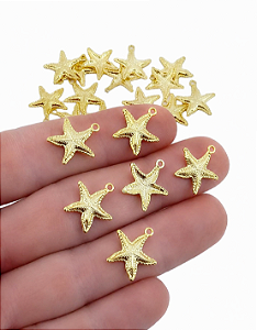 PINGENTE ESTRELA DO MAR FOLHEADO A OURO PARA BIJUTERIAS E ARTESANATOS - 20 UNIDADES