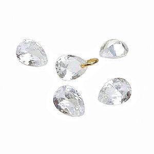 15 UNIDADES ZIRCÔNIA GOTA 6x8mm CÚBICA CRISTAL COM FURO PASSANTE