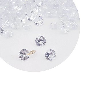 25 UNIDADES ZIRCÔNIA REDONDA CÚBICA CRISTAL COM FURO PASSANTE 5MM