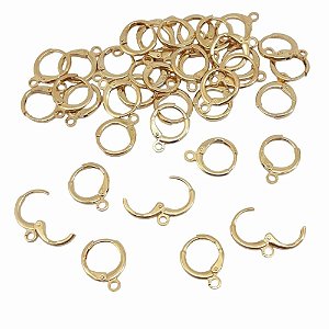 BASE PARA BRINCO ARGOLA TRANQUETA FOLHEADO A OURO 12mm - 10 UNIDADES