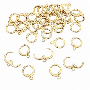 BASE PARA BRINCO ARGOLA TRANQUETA FOLHEADO A OURO 12mm - 10 UNIDADES
