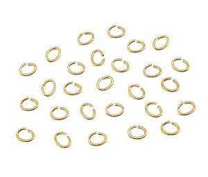 Argolinha Oval Folheada A Ouro Para Montagem De Bijuterias 5x4mm - 100 Unidades