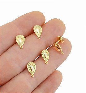 BASE GOTA TRABALHADA PARA MONTAGEM DE BRINCOS FOLHEADA A OURO - 5 PARES