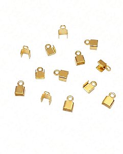 Terminal Quadrado De Amassar 3mm Folheado A Ouro Para Bijuterias E Artesanatos - 80 Unidades