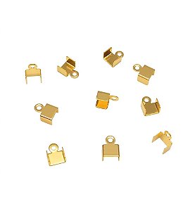 Terminal Quadrado De Amassar 5mm Folheado A Ouro Para Bijuterias E Artesanatos - 50 Unidades