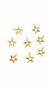 Pingente Estrela Vazada Folheado A Ouro Para Bijuterias E Artesanatos - 20 Unidades