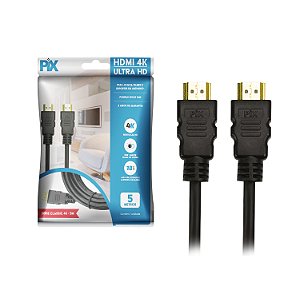 Cabo HDMI 2.0v 4K Ultra HD 3D com 5 metros - PIX 018-2225