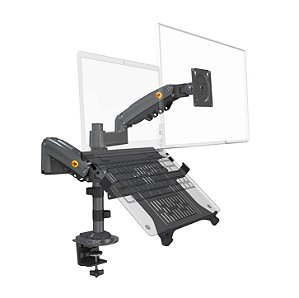 Suporte Duplo Notebook e Monitor Articulado com Bandeja e Pistão a Gás para Mesa - NB H180 FP-2