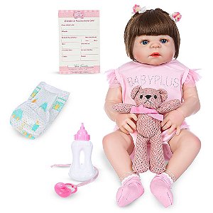 Boneca Bebé Reborn Realista, 38cm, com saco e 5 acessórios – O Gato Rápido