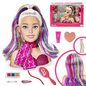 Boneca Barbie Styling Head Fala Frases Cartela De Maquiagem