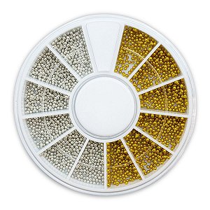 Disco Pedrarias Caviar 1 mm Prata Dourado Decoração de Unhas
