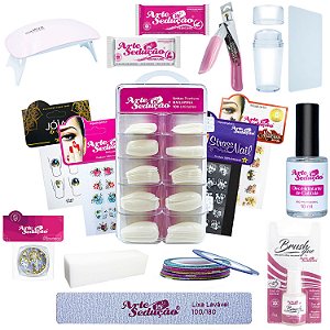 Kit Especial Arte Sedução, Unhas Postiças Bailarina + Enfeites e Utensílios para Unhas