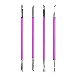 Kit 4 Instrumentos Espátula Desencravador Podologia Manicure Pedicure Unha inox Arte Sedução