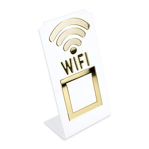 Placa Wifi QR Code Display Acrílico de Mesa Balcão Branco