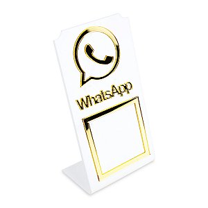 Placa WhatsApp QR Code Display Acrílico Loja Balcão Branco