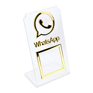Placa WhatsApp QR Code Display Acrílico Balcão Transparente