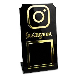 Placa Instagram QR Code Display Acrílico Loja Balcão Preto