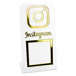 Placa Instagram QR Code Display Acrílico Balcão Transparente