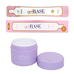Kit Sachê Refil Gel Base Pink Baixa Viscosidade Alongamento Esmaltação + Pote ECO Reutilizável Multicolor 30g Vòlia