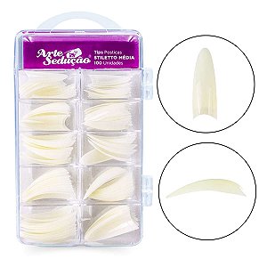 Tips Unhas Postiças Stiletto Média Leitosa Fácil Aplicação Diversos Tamanhos Longa Duração Decoração Nail Art Alongamento Arte Sedução 100 Unidades