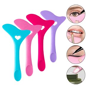 Kit 4 Instrumentos Silicone Dois Lados Multicolor Maquiagem Rímel Delineado Boca Contorno Make