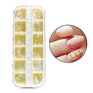 Mini Caviar Dourado Bolinha Decoração Unha Adesivo Manicure Nail Art Desenhos Design