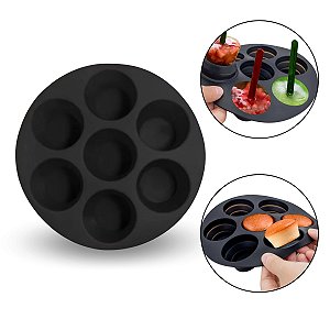 Forma Cup Cake 7 Divisórias Muffin Sorvete Silicone Multicolor Congelador Forno Air Fryer