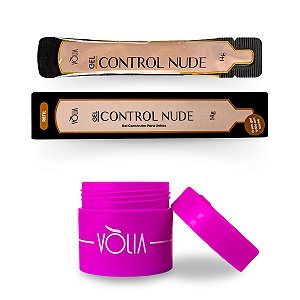Sachê Refil Gel Control Nude Nivelamento Controlado Alta Viscosidade 14g + Pote ECO Reutilizável Com Tampa Colorido Vòlia