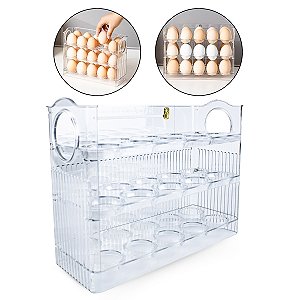 Suporte Organizador Bandeja Acrílica 3 Andares 30 Ovos Decoração Cozinha Geladeira Bancada Acrílico Transparente Design Moderno