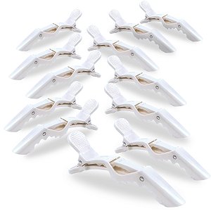 Kit 06 Presilhas Prendedor Cabelo Design Bico de Jacaré Crocodilo Penteados Branco Salão Fixação