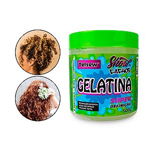 Gelatina Show de Cachos Ondulados Crespos Super Definição Fixação Hidratação Antifrizz D-Pantenol Ácido Hialurônico 500g, Yelsew