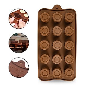 Forma de Silicone Bombom Gelo Redondo 15 Divisorias Confeitaria Molde Flexível Multiuso Cozinha Decoração