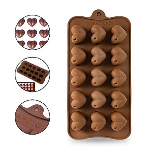 Forma de Silicone Coração Cereja Confeitaria Chocolate Gelo Vela Molde Flexível Multiuso Cozinha Artesanato