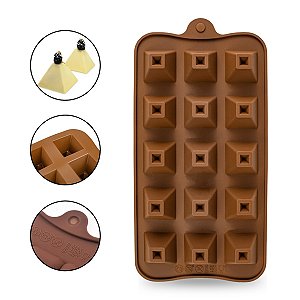 Forma de Silicone Flexível Pirâmide Vazada Confeitaria Chocolate Artesanato Velas Molde Multiuso Casa Cozinha