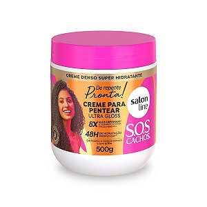 Creme de Pentear Ultra Gloss Cachos Definidos De Repente Pronta Hidratação Antifrizz Tratamento Nutrição Brilho Intenso 500g Salon Line