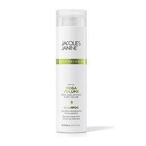 Shampoo Mega Volume Para Cabelos Fracos Finos Limpeza Suave Tratamento Eficaz Movimento Natural Brilho e Maciez 240ml Jacques Janine