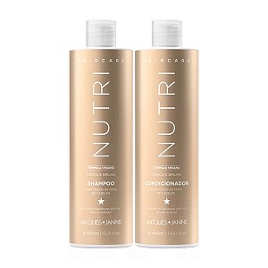 Kit Shampoo Limpeza Nutritiva 450ml + Condicionador Hidratante Finalizador 440ml Nutri Cabelos Saudáveis Brilho Extremo Jacques Janine