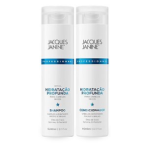 Kit Hidratação Profunda Shampoo Limpeza Nutritiva 240ml + Condicionador Finalização Hidratante 240ml Jacques Janine