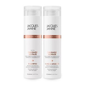 Kit Damage Repair Shampoo Limpeza Completa 240ml + Condicionador Hidratante Restauração dos Fios 240ml Jacques Janine