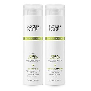 Kit Mega Volume Shampoo Limpeza Completa 240ml + Condicionador Hidratação Profunda 240ml Brilho Prolongado Jacques Janine
