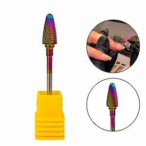 Broca XF Tungstênio Bullet ST Colorful Corte Extra Fino Unhas de Gel Fibra Acabamento Polimento Lixadeira Manicure